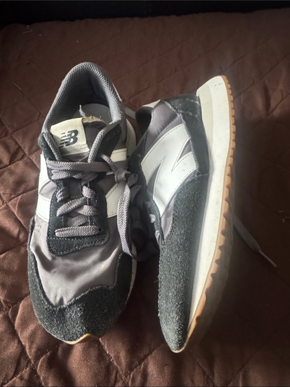 New Balance Women’s Gray and White Retro-Style Sneakers